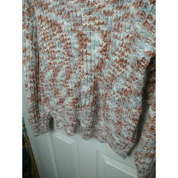 Rd style Women's Long Sleeve Orange White Grey Y2K Hi Lo Hem Sweater. Size L - Picture 3 of 13